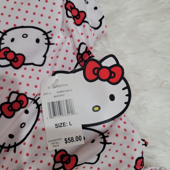 Hello Kitty Pajama Set Pink Shorts Button Front Top Large Retail $58 New - Picture 8 of 11